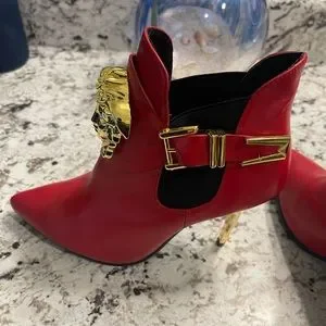 Versace red boots hot sale
